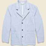 Hemp Stripe Blazer - Natural/Navy - Save Khaki - STAG Provisions - Outerwear - Shirt Jacket