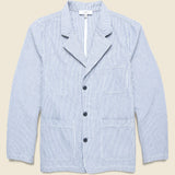 Hemp Stripe Blazer - Natural/Navy - Save Khaki - STAG Provisions - Outerwear - Shirt Jacket