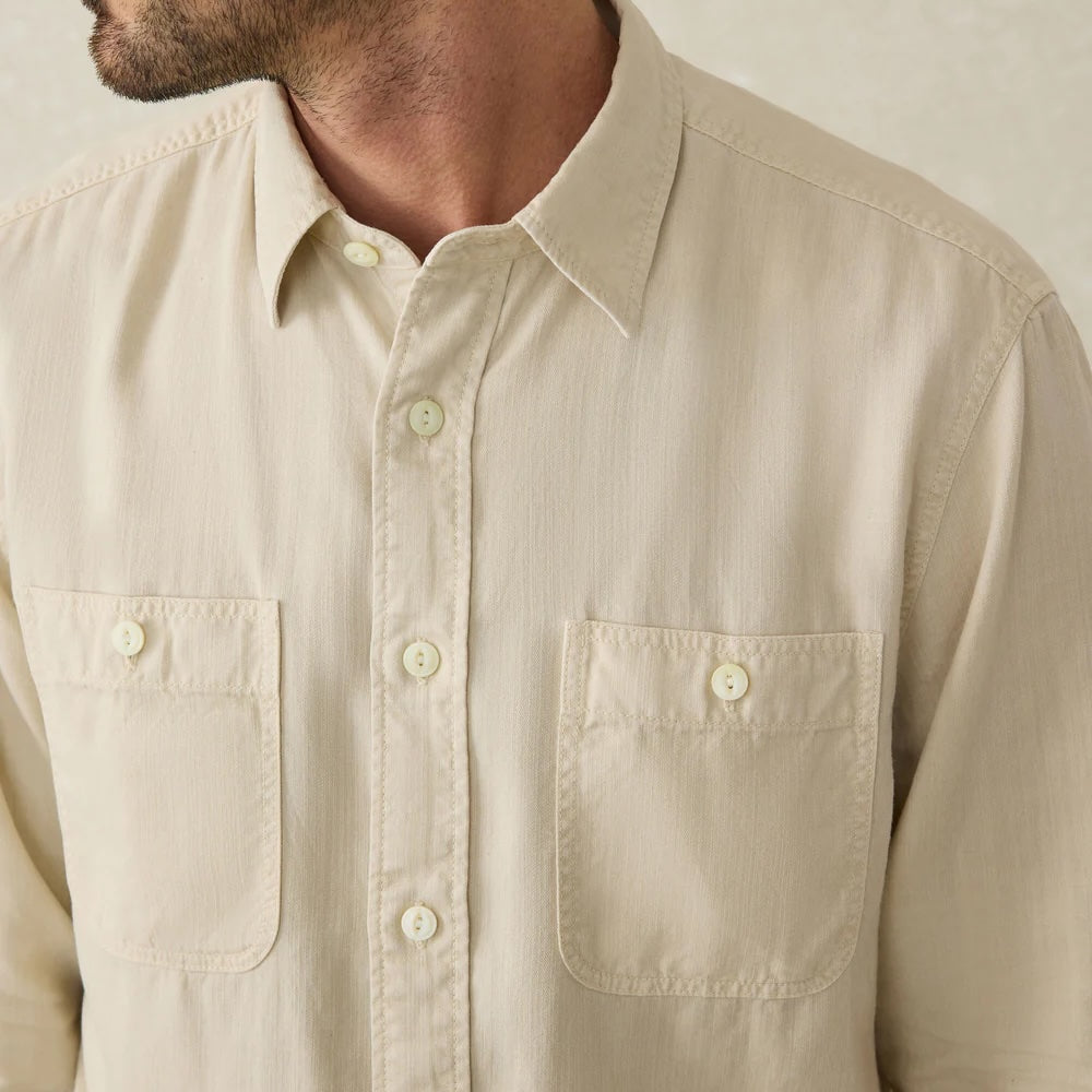 Chambray Workshirt - Coastal Cream - Faherty - STAG Provisions - Tops - L/S Woven - Solid