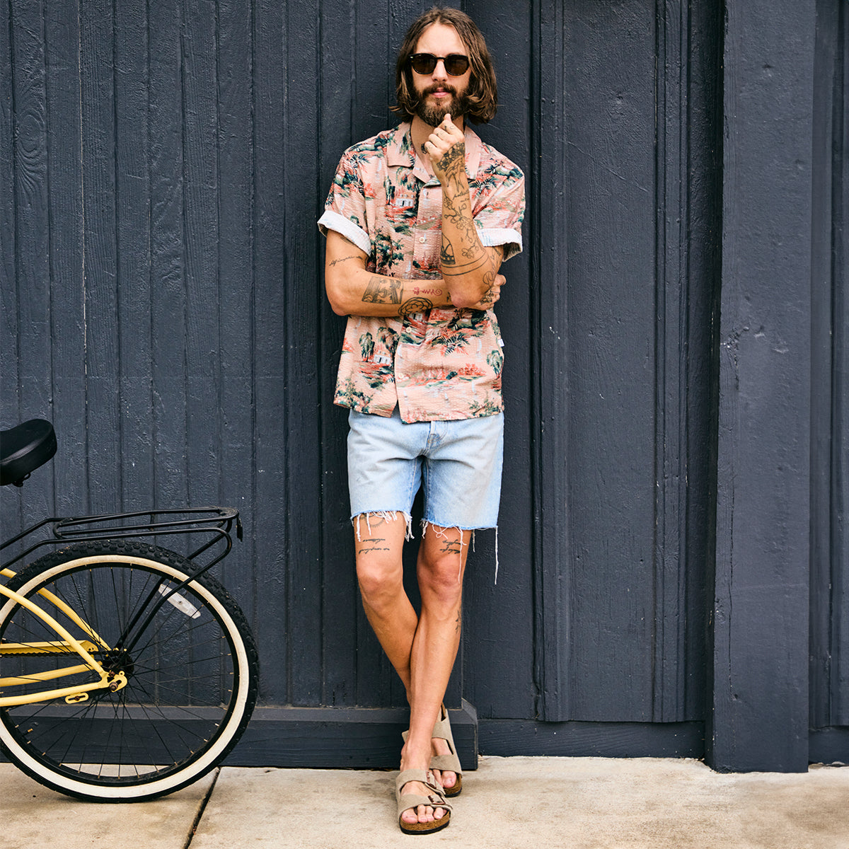 Didcot Scenic Shirt - Pink - Wax London - STAG Provisions - Tops - S/S Woven - Seersucker
