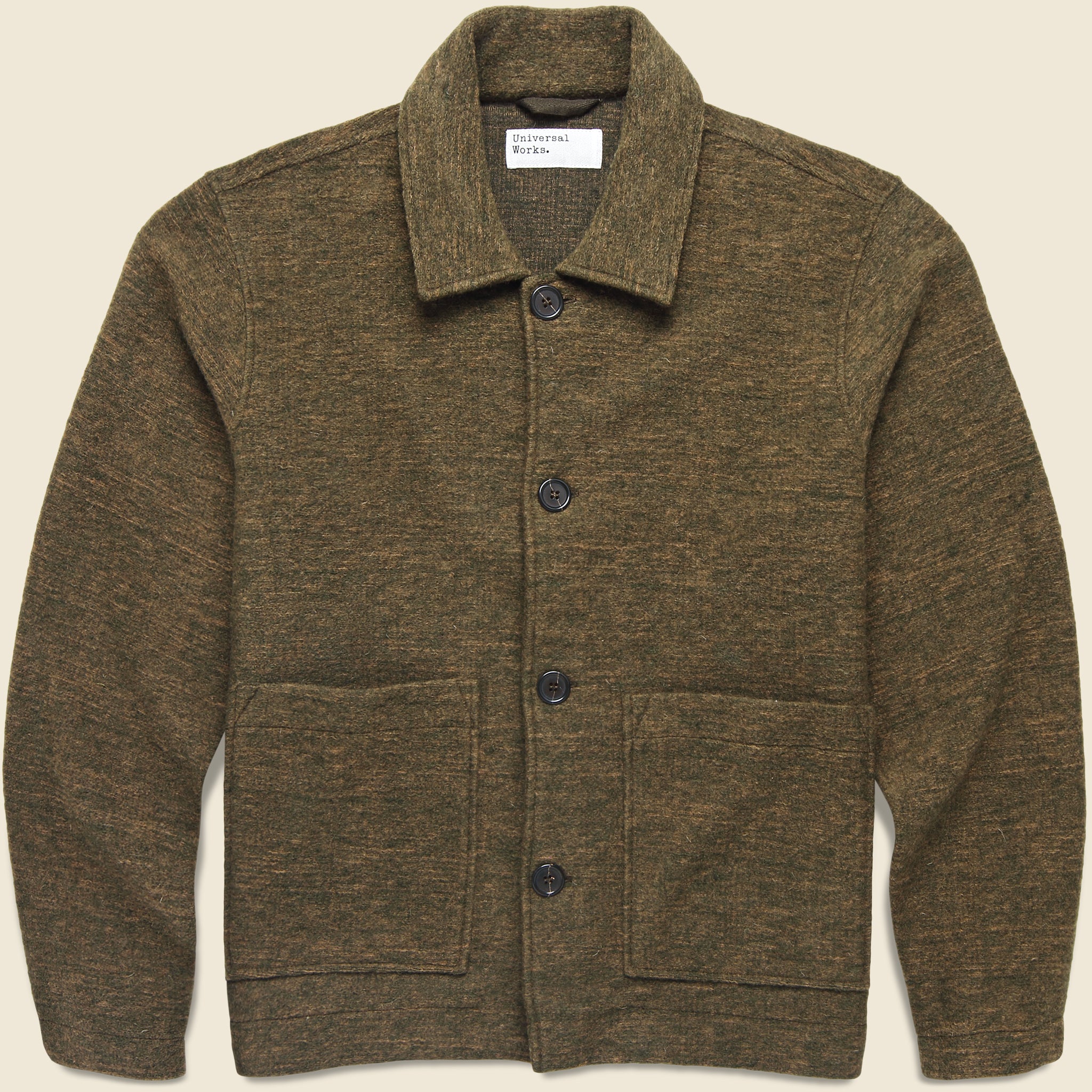 Wool Knit Rams Jacket - Olive