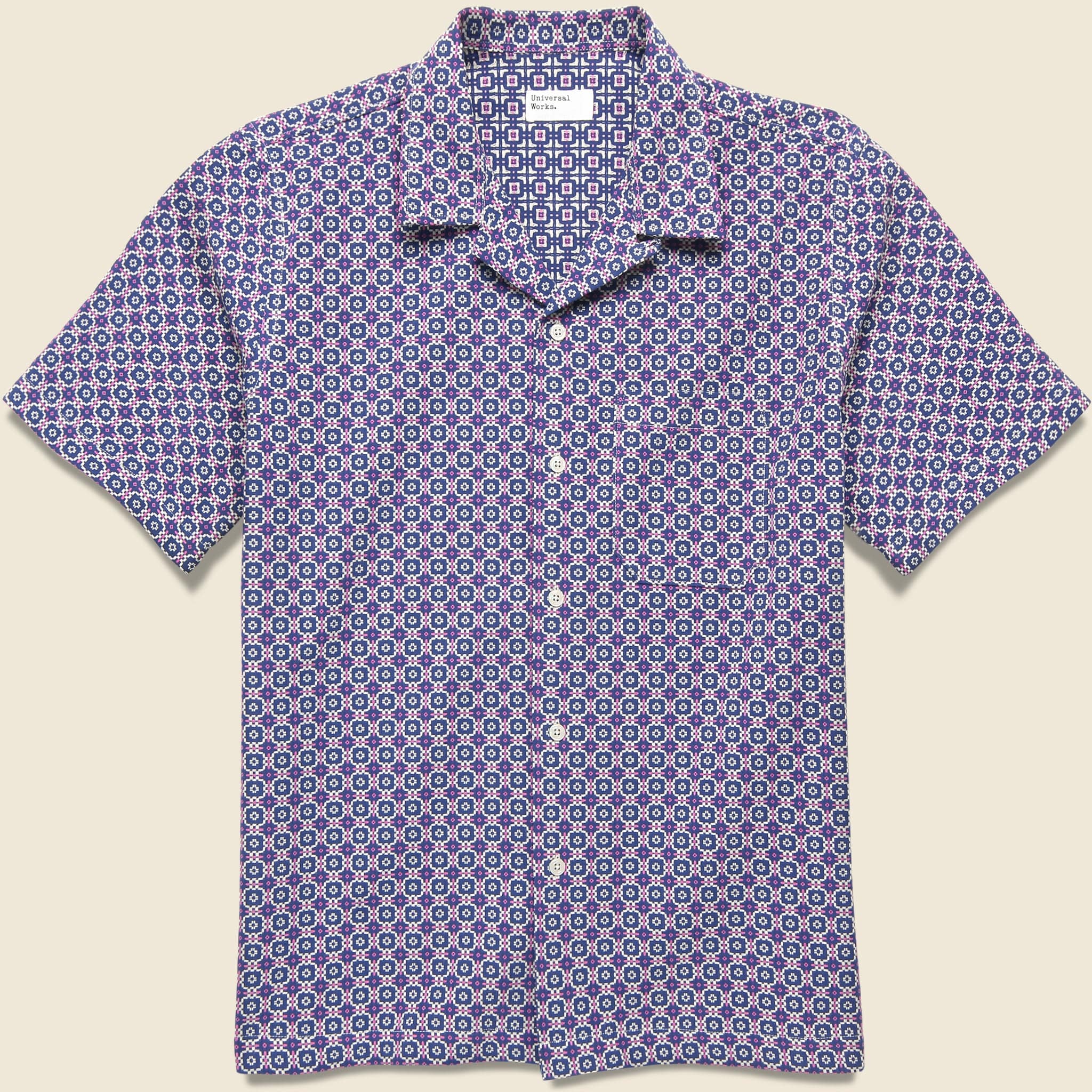 Tile Road Shirt - Navy/Pink/White - Universal Works - STAG Provisions - Tops - S/S Woven - Other Pattern