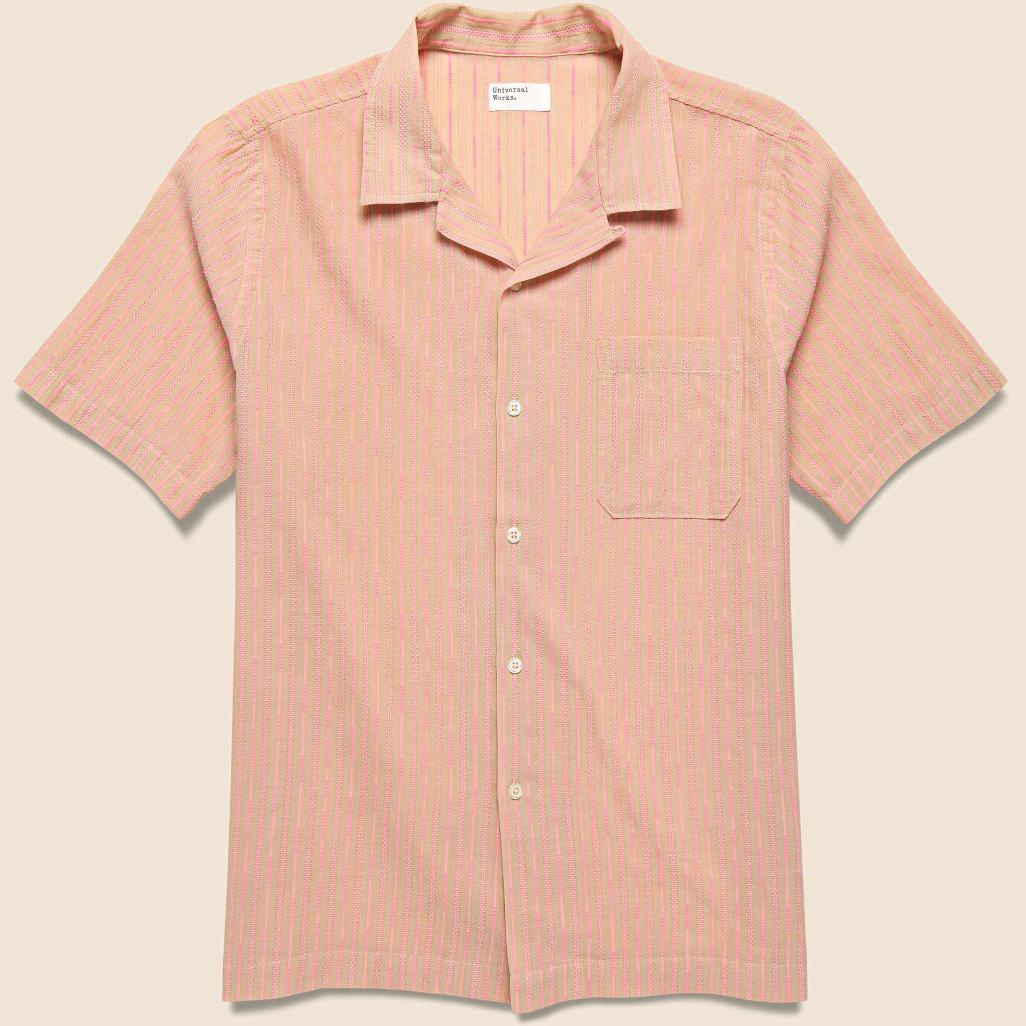 Fluo Road Shirt - Beige - Universal Works - STAG Provisions - Tops - S/S Woven - Stripe