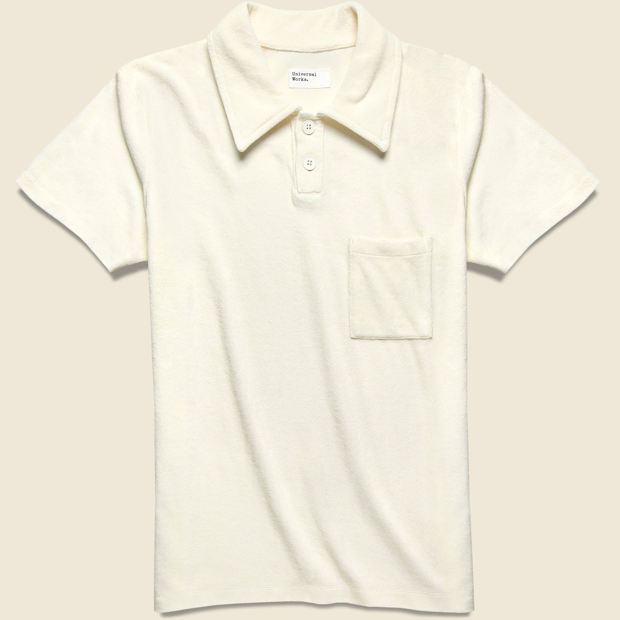 Newlyn Terry Polo - Ecru - Universal Works - STAG Provisions - Tops - S/S Knit