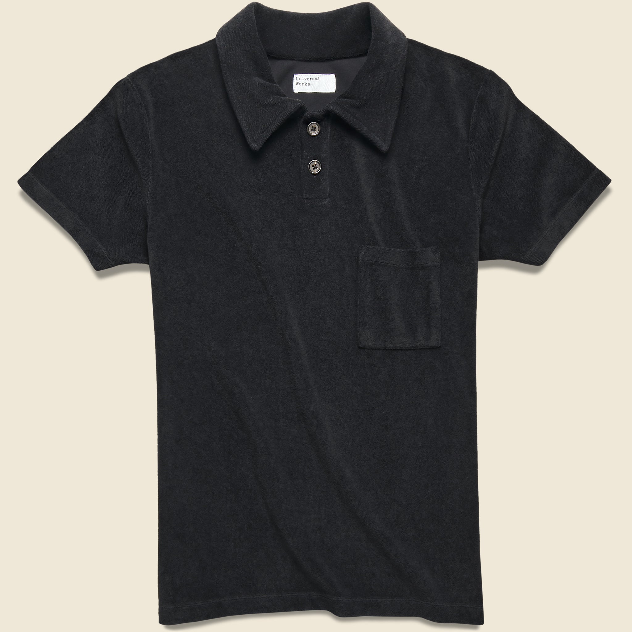 Newlyn Terry Polo - Black - Universal Works - STAG Provisions - Tops - S/S Knit