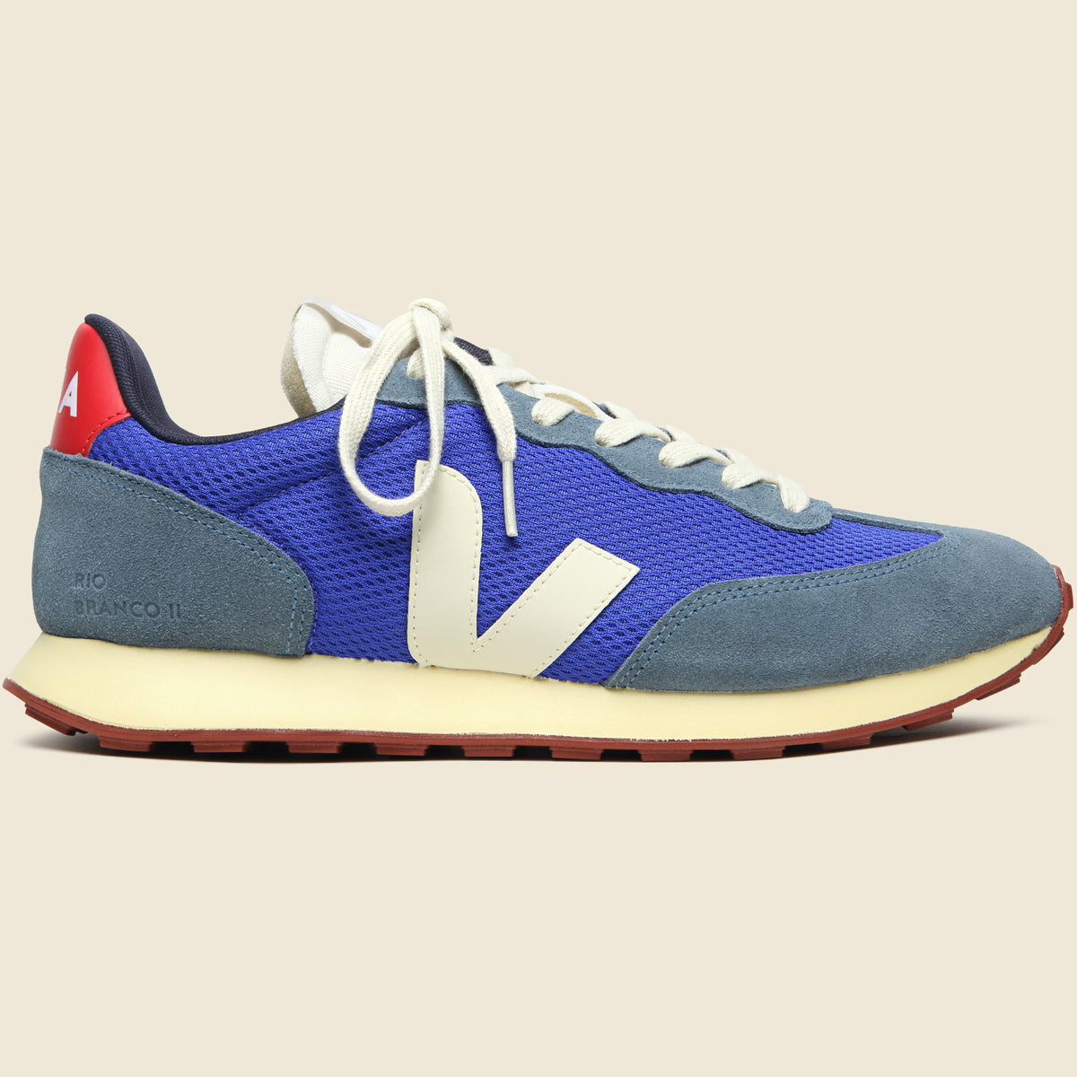 Veja Rio Branco Alveomesh Sneaker in Paros Pierre Pekin featuring breathable alveomesh construction with suede and leather accents.