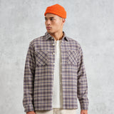 Whiting Overshirt - Basket Check Ecru/Blue - Wax London - STAG Provisions - Tops - L/S Woven - Plaid