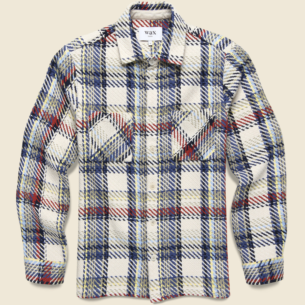 Wax London Whiting Overshirt in Jazz Weave featuring a textured woven design and relaxed fit.
