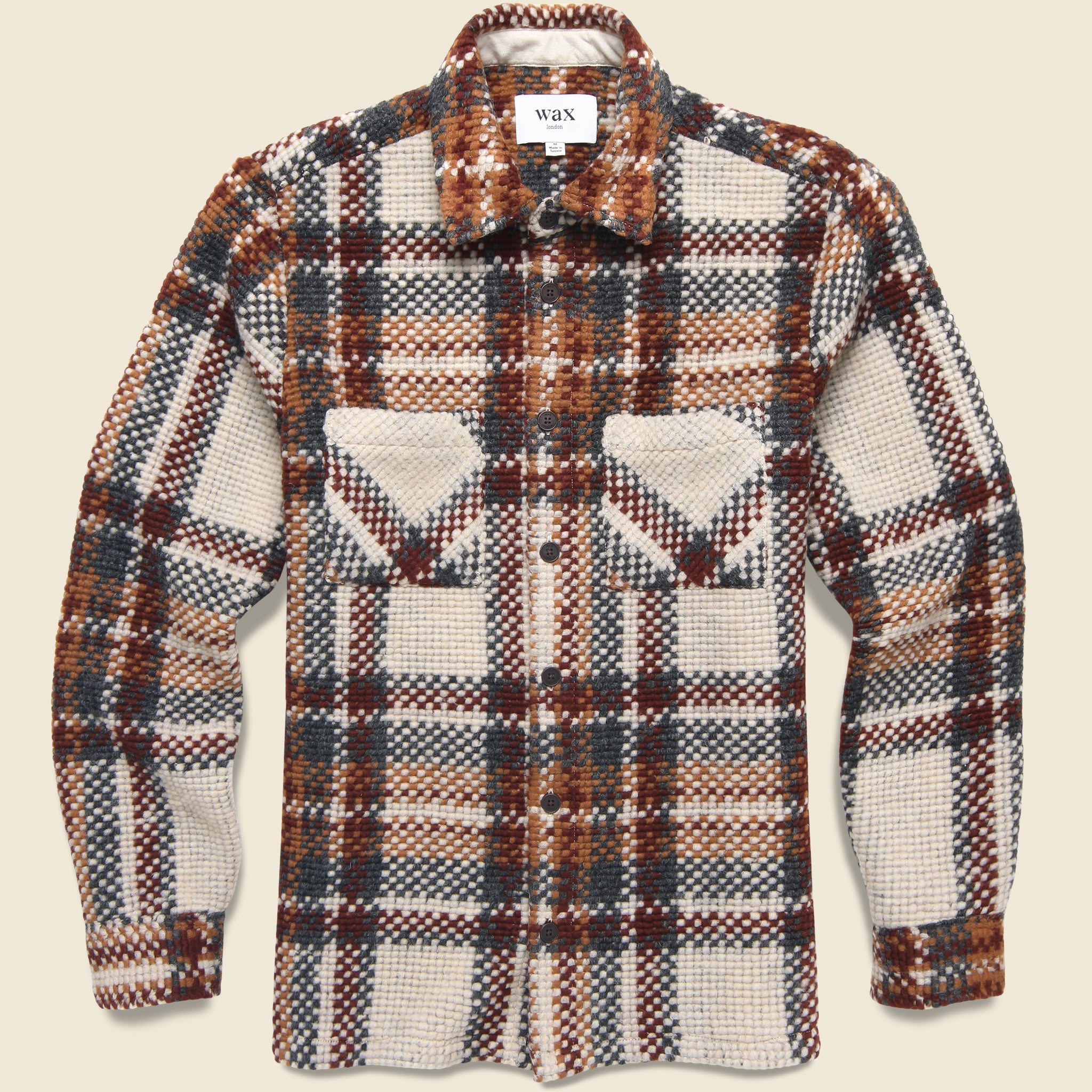 Wool Whiting Overshirt - Bobble Ecru - Wax London - STAG Provisions - Tops - L/S Woven - Plaid