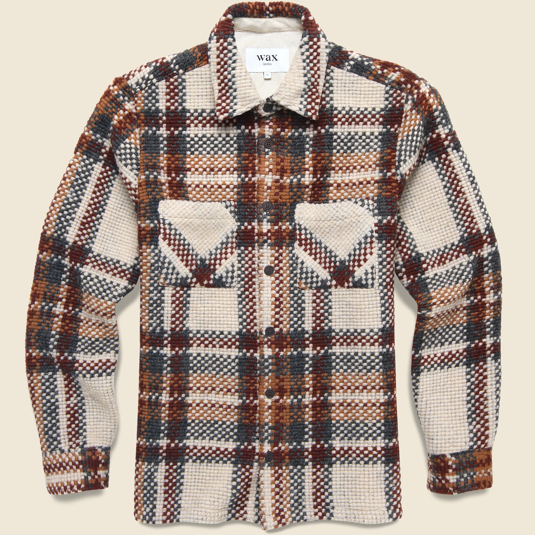 Wool Whiting Overshirt - Bobble Ecru - Wax London - STAG Provisions - Tops - L/S Woven - Plaid
