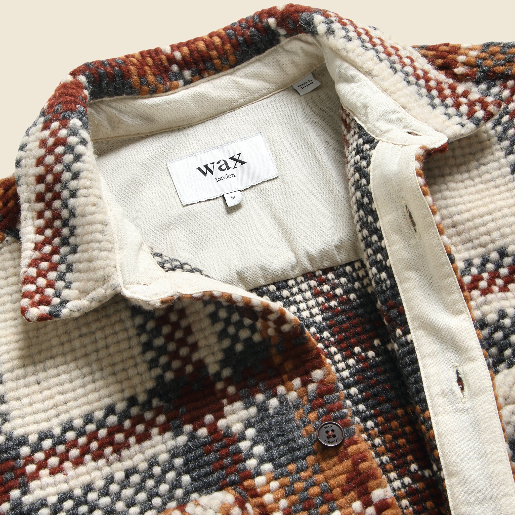 
                          Wool Whiting Overshirt - Bobble Ecru - Wax London - STAG Provisions - Tops - L/S Woven - Plaid
                        