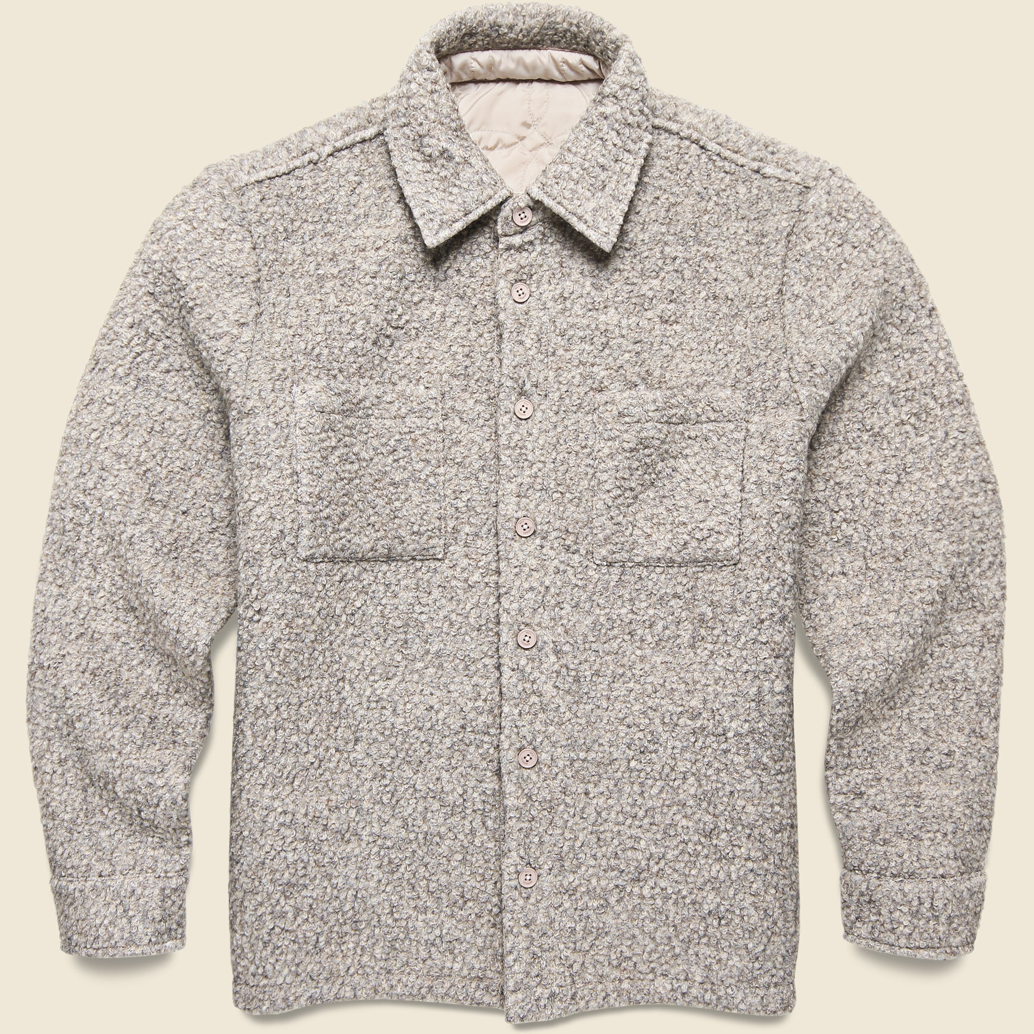 
                          Mount Reversible Overshirt - Bobble Wool Natural - Wax London - STAG Provisions - Outerwear - Shirt Jacket
                        