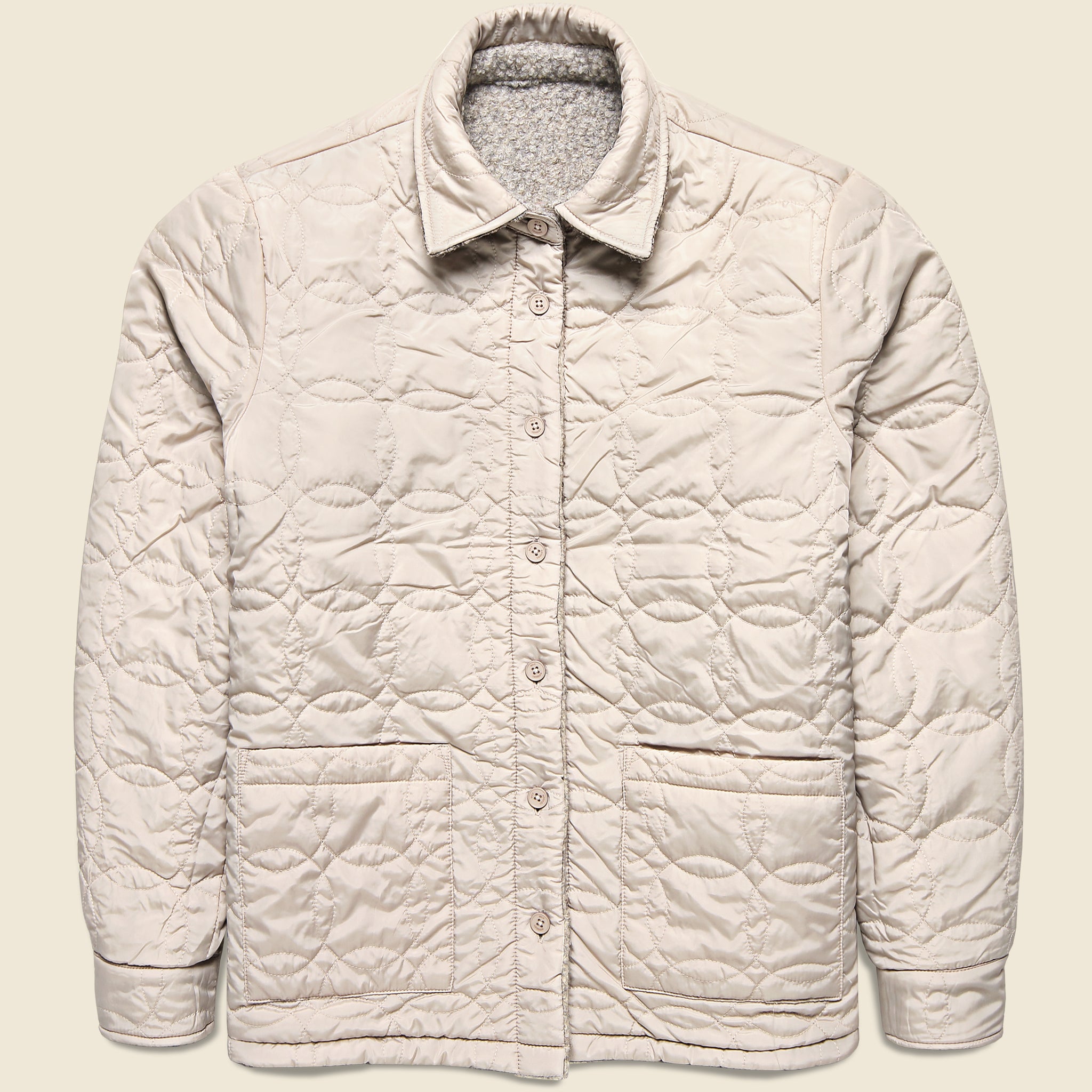 
                          Mount Reversible Overshirt - Bobble Wool Natural - Wax London - STAG Provisions - Outerwear - Shirt Jacket
                        