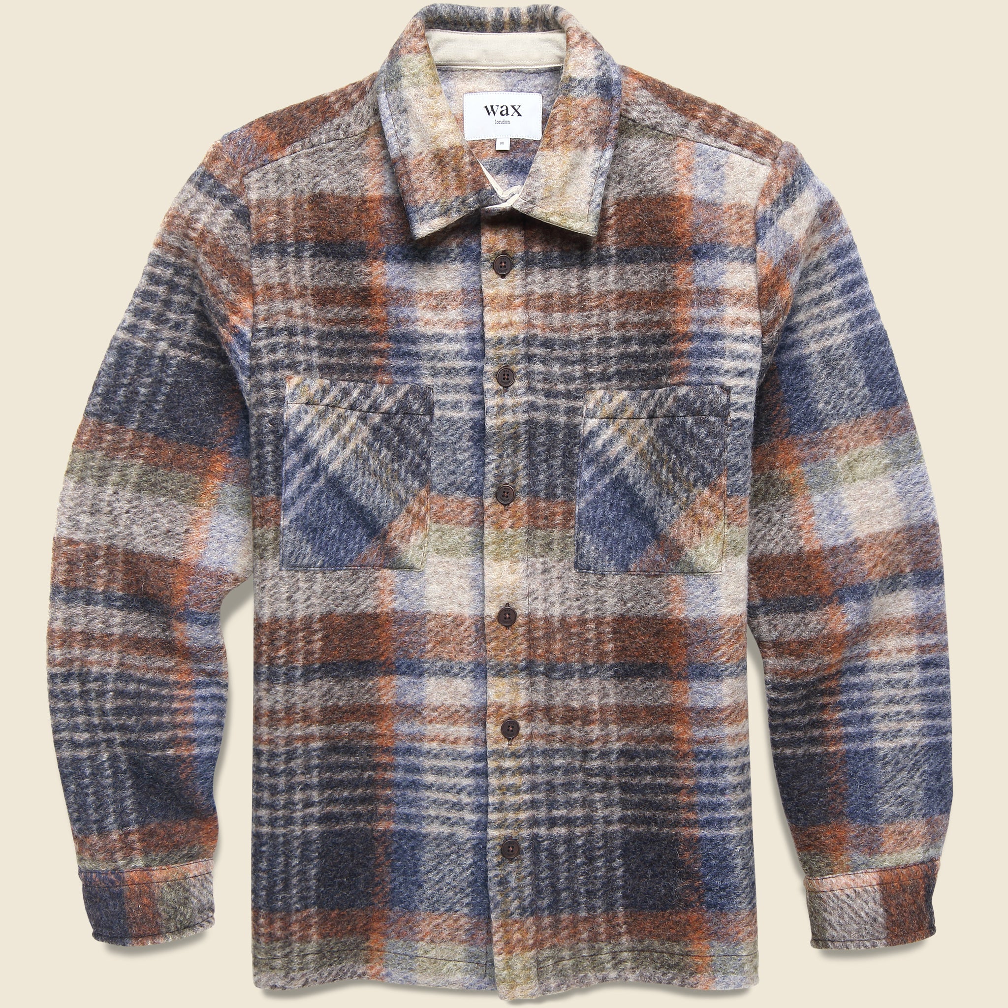 Whiting Overshirt - Ari Wool Blend Check Oatmeal/Multi