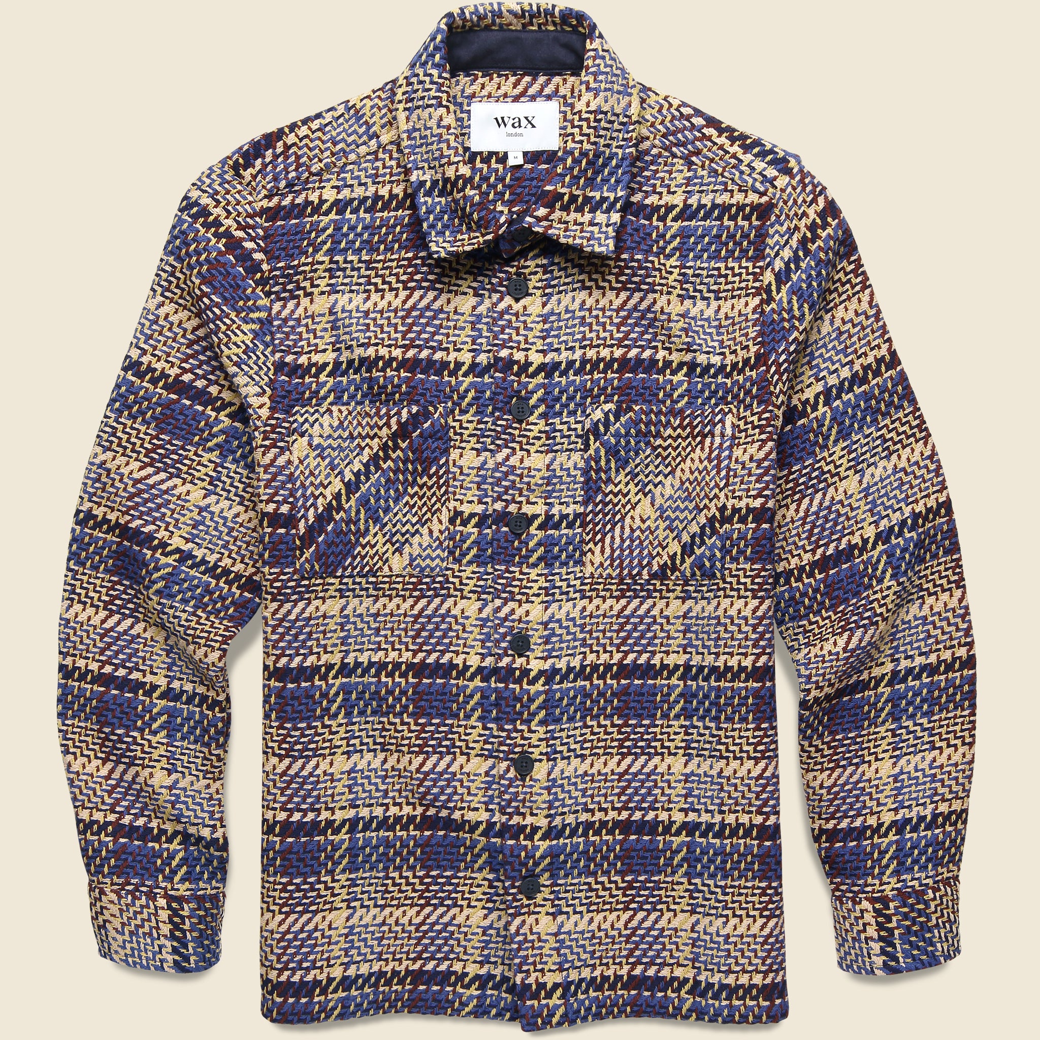 Whiting Overshirt - Grain Check Blue/Multi - Wax London - STAG Provisions - Tops - L/S Woven - Plaid