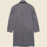 Stan Coat - Double Face Check Navy/Brown - Wax London - STAG Provisions - Outerwear - Coat / Jacket