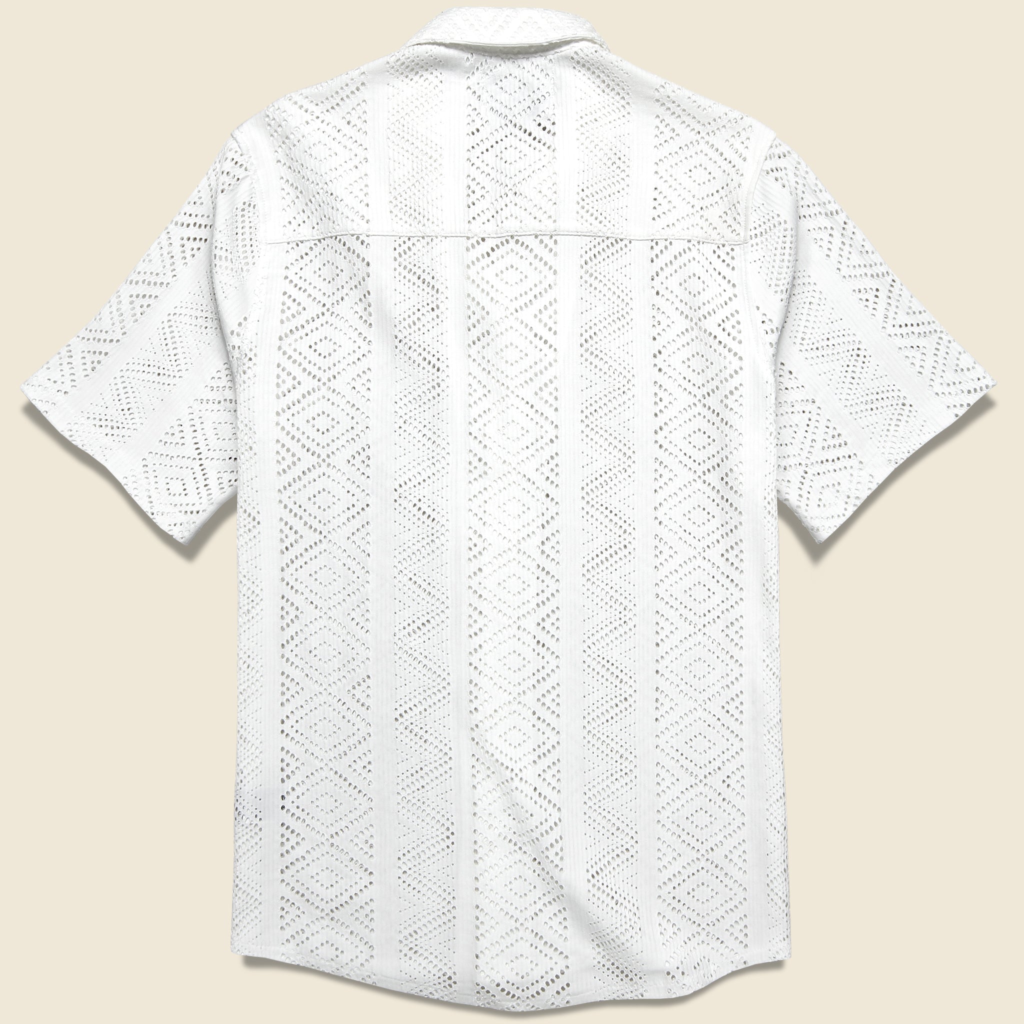 Didcot Shirt - Geo Lace White - Wax London - STAG Provisions - Tops - S/S Woven - Other Pattern