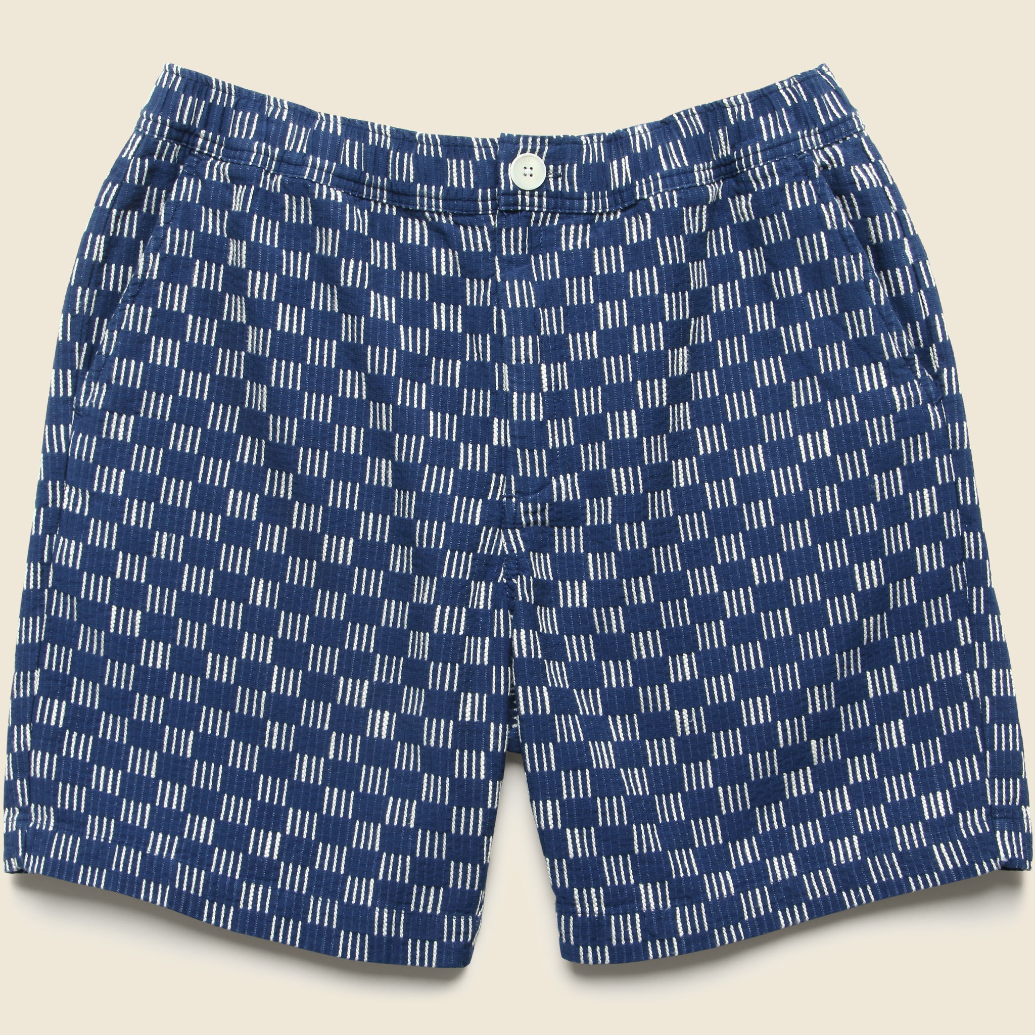 7" Kurt Shorts - Grid Stitch Indigo - Wax London - STAG Provisions - Shorts - Lounge