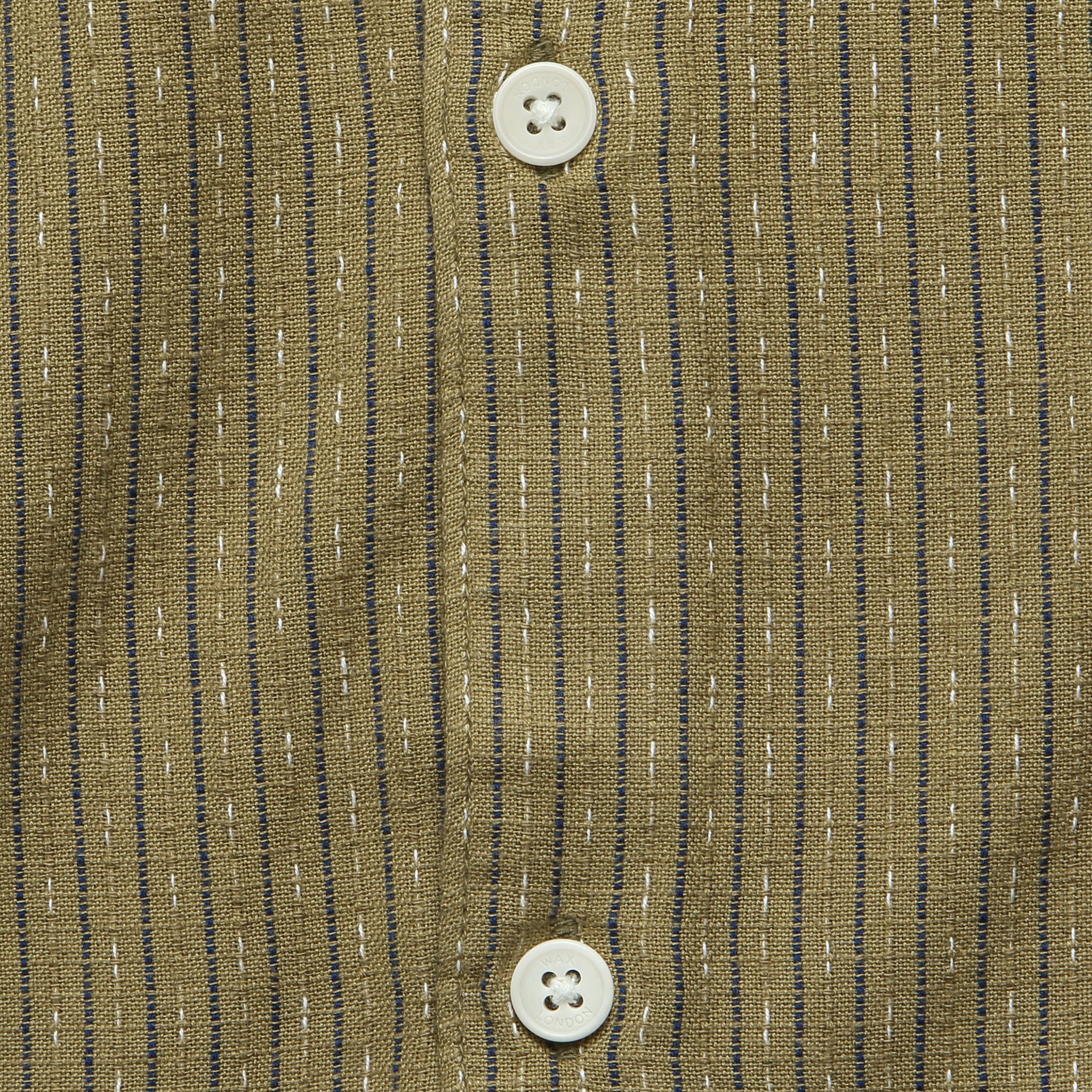 Slub Stripe Didcot Shirt - Khaki - Wax London - STAG Provisions - Tops - S/S Woven - Other Pattern