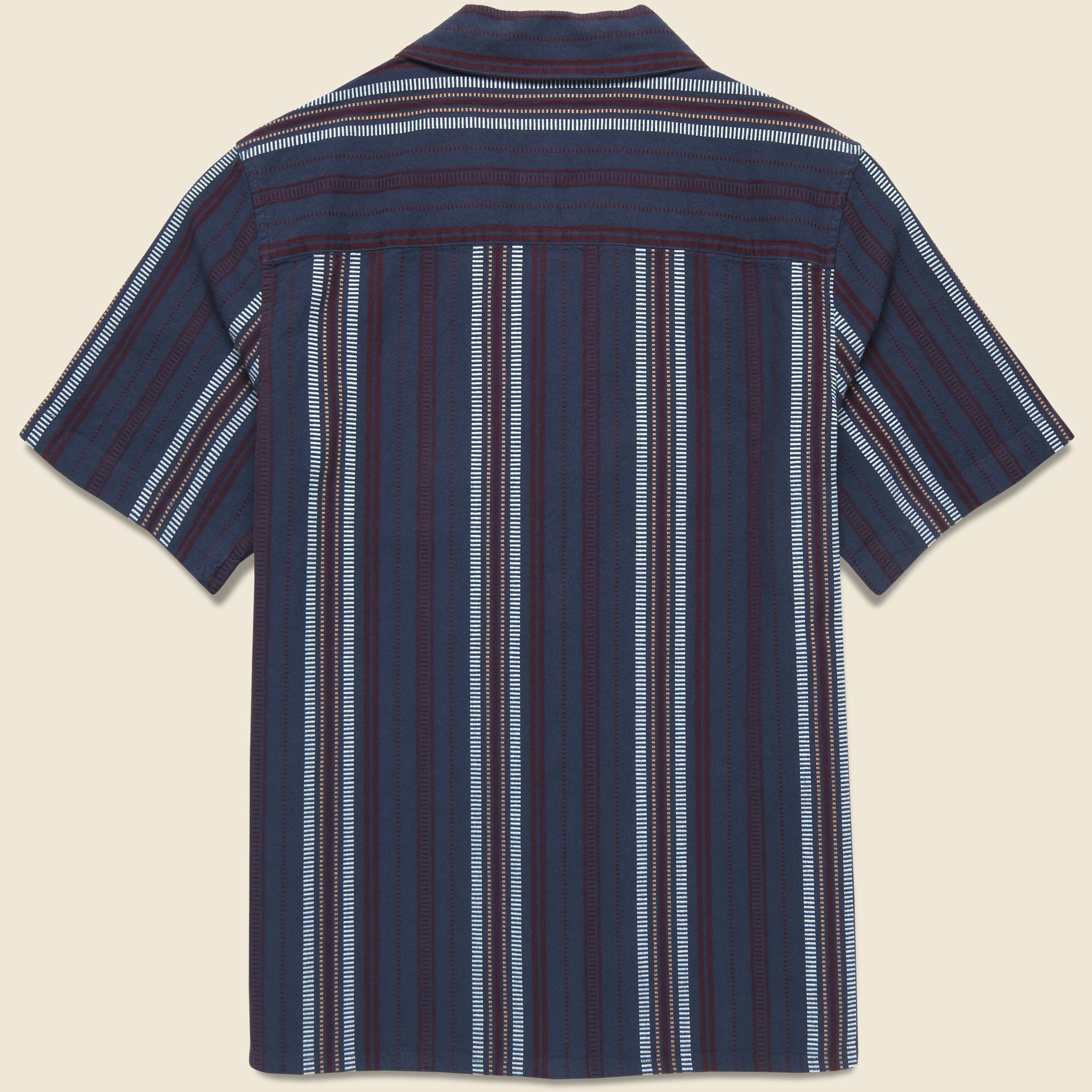 Didcot Dobby Stripe Shirt - Navy - Wax London - STAG Provisions - Tops - S/S Woven - Stripe