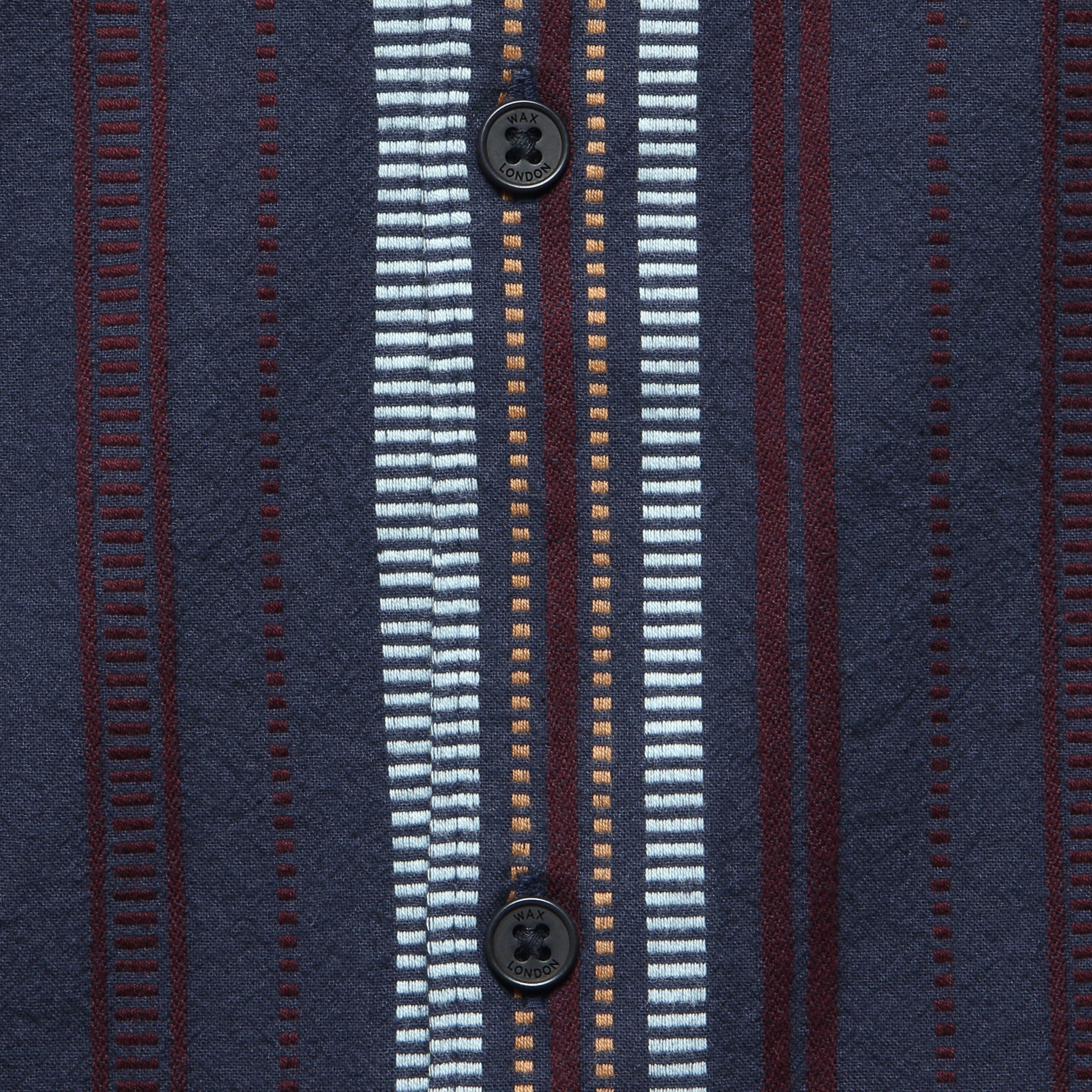 Didcot Dobby Stripe Shirt - Navy - Wax London - STAG Provisions - Tops - S/S Woven - Stripe