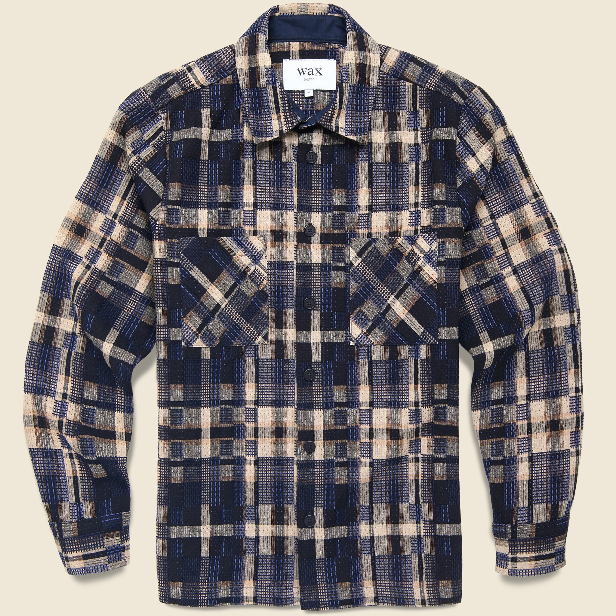 Whiting Overshirt - Glitch Check Natural - Wax London - STAG Provisions - Tops - L/S Woven - Plaid