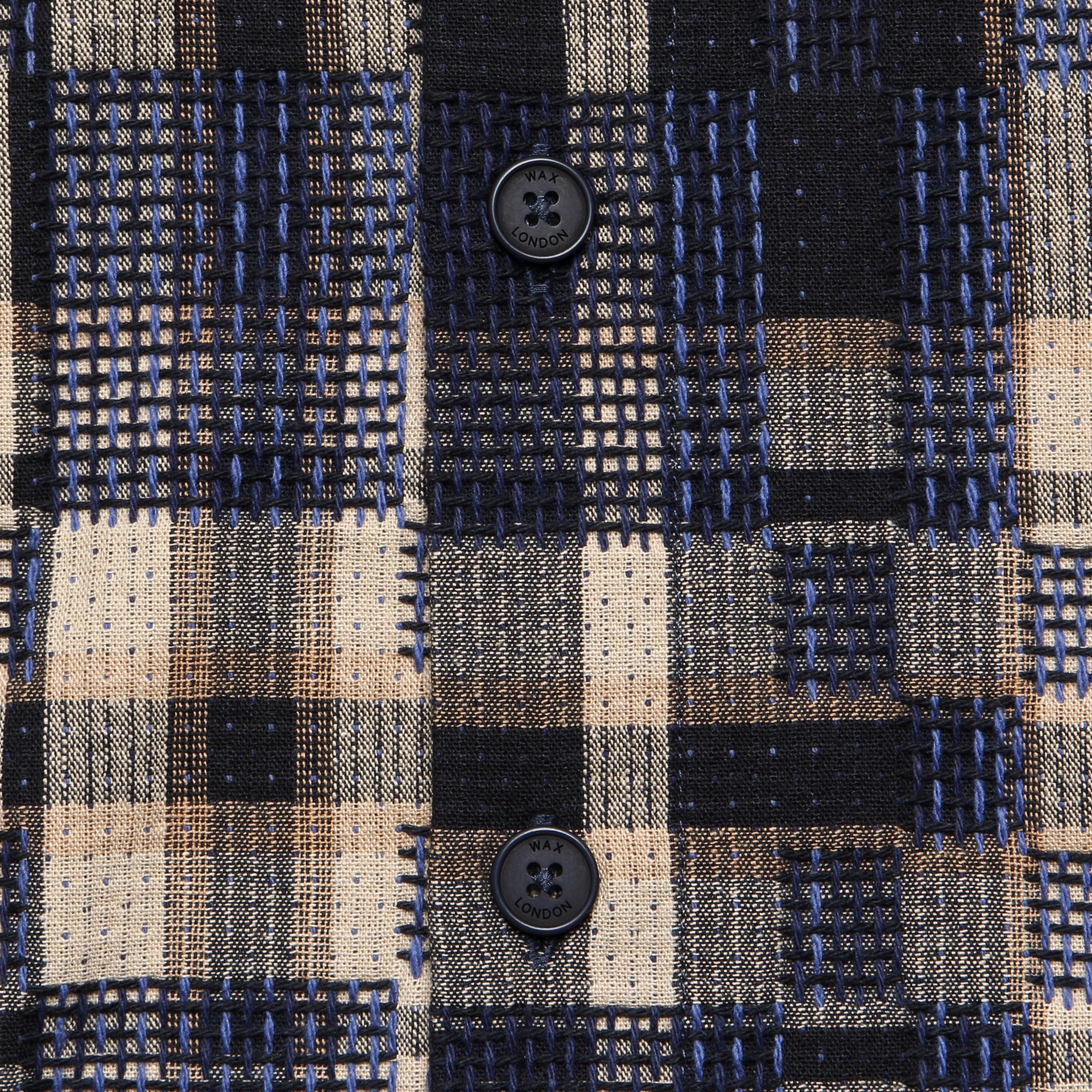 
                          Whiting Overshirt - Glitch Check Natural - Wax London - STAG Provisions - Tops - L/S Woven - Plaid
                        