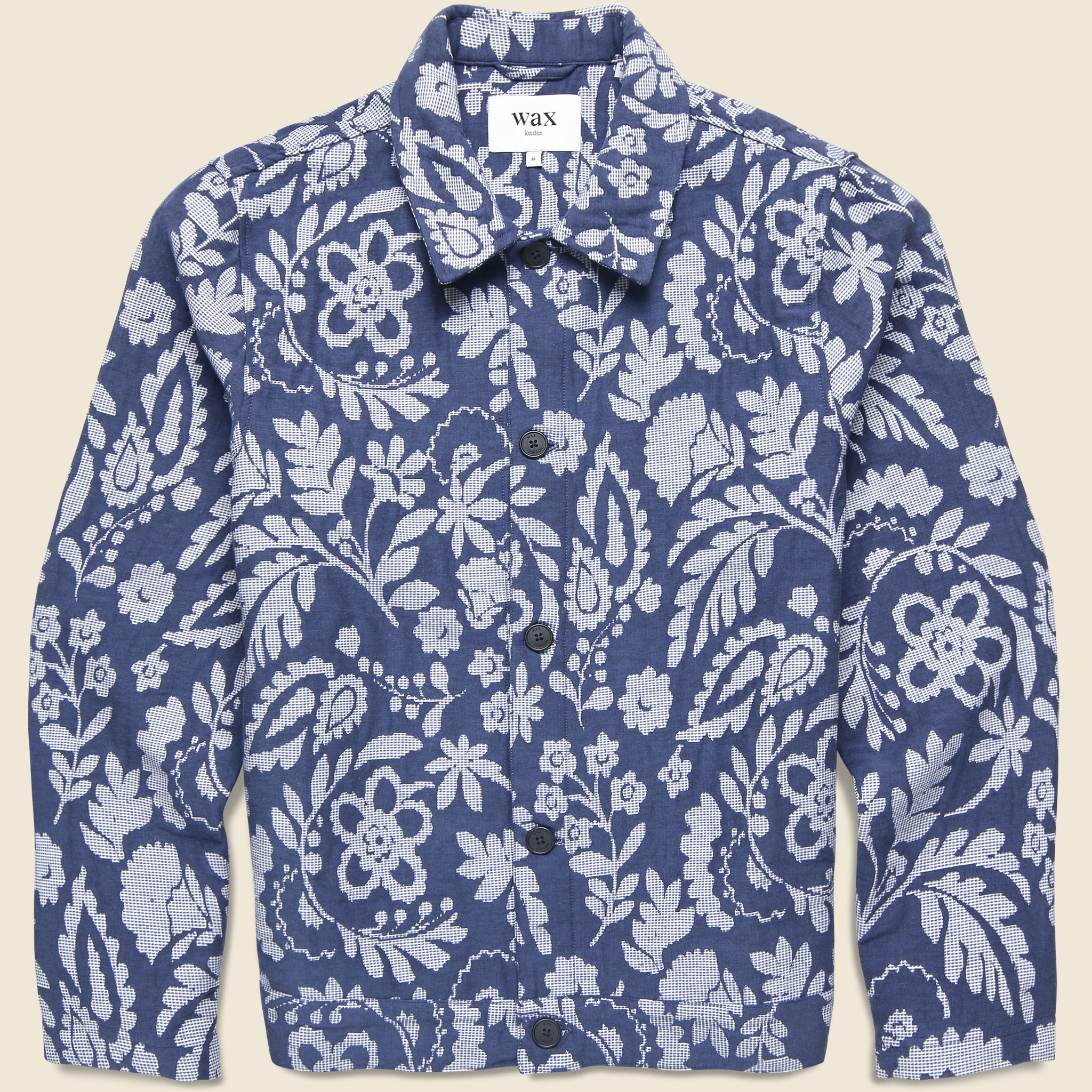Iggy Jacket - Floral Jacquard Navy - Wax London - STAG Provisions - Outerwear - Coat / Jacket