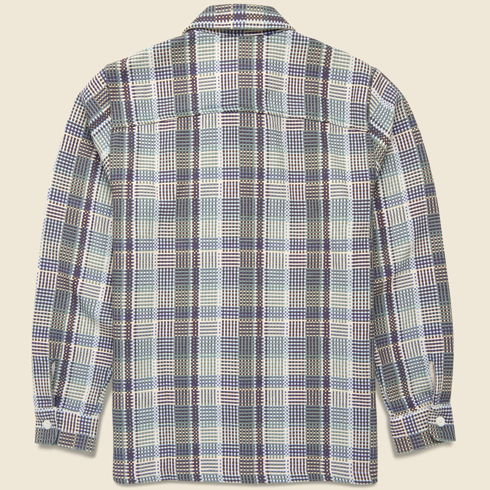 Whiting Overshirt - Basket Weave Blue - Wax London - STAG Provisions - Tops - L/S Woven - Plaid