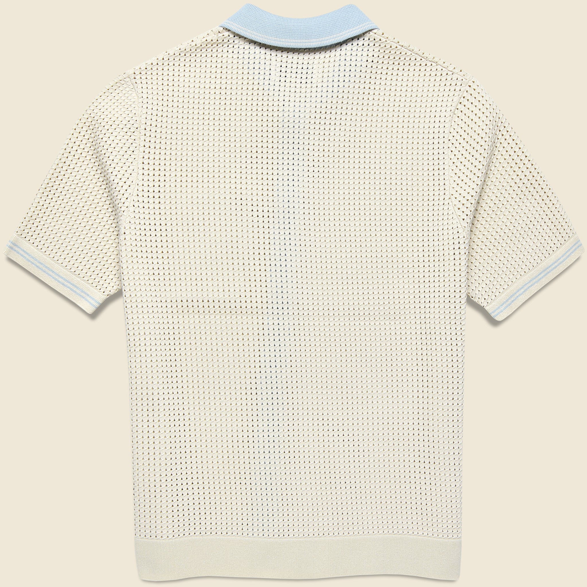 
                          Pointelle Belle Shirt - Ecru/Pale Blue - Wax London - STAG Provisions - Tops - S/S Knit
                        