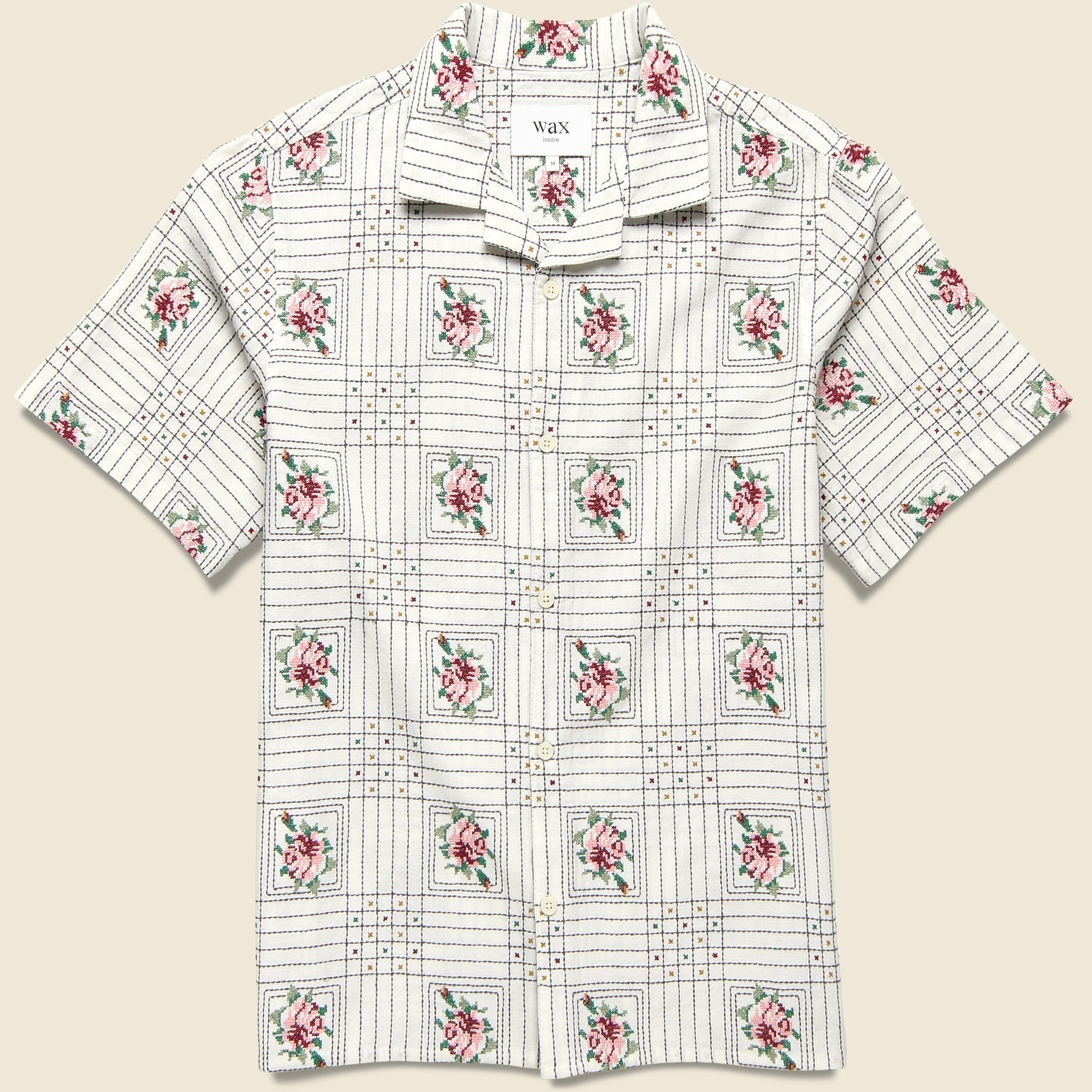 Didcot Tapestry Embroidered Shirt - Ecru - Wax London - STAG Provisions - Tops - S/S Woven - Floral