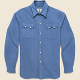 Moleskin Pearl Snap Shirt - River Blue - Wythe - STAG Provisions - Tops - L/S Woven - Solid