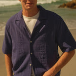 Double Weave Didcot Shirt - Dark Blue - Wax London - STAG Provisions - Tops - S/S Woven - Seersucker