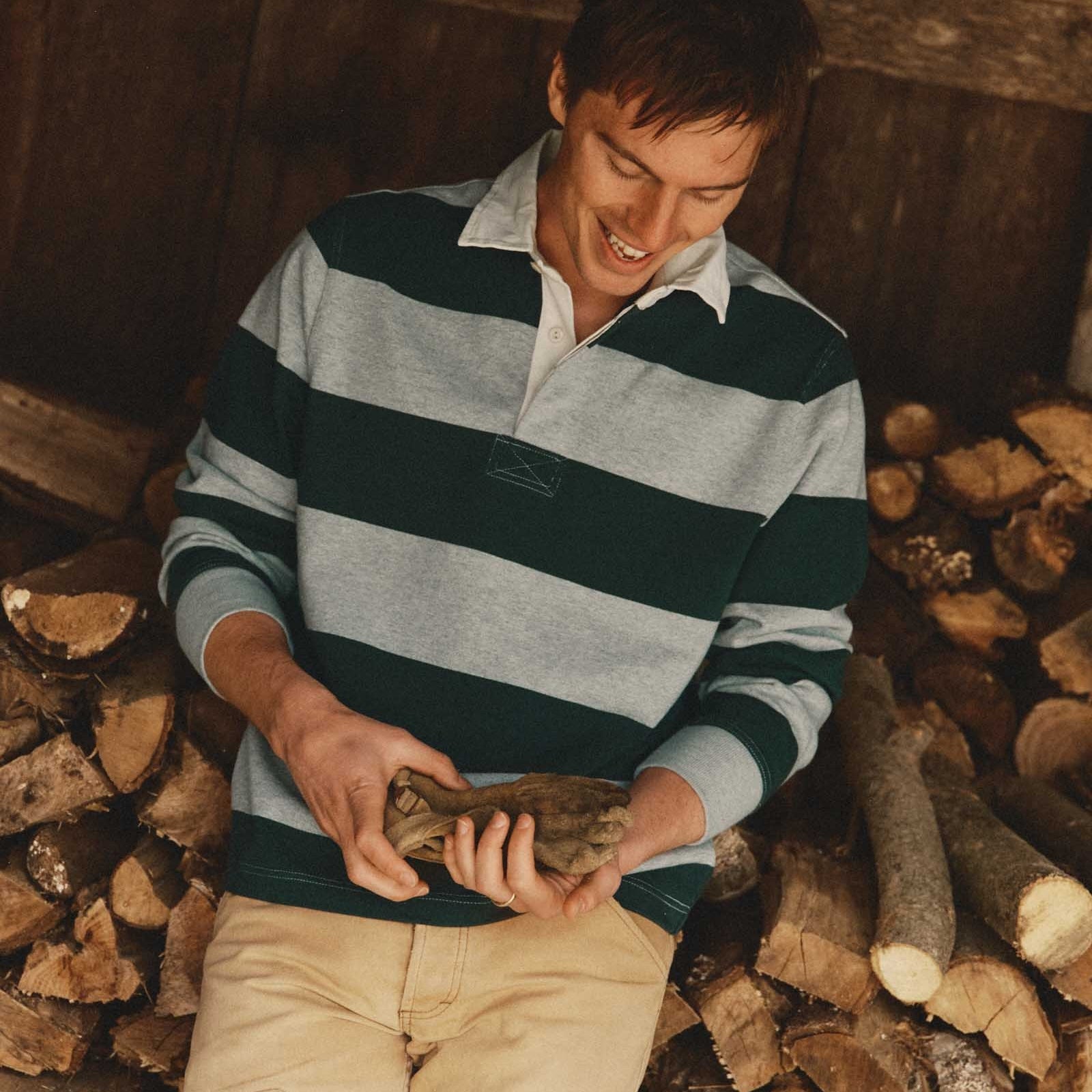 
                          Rugby Shirt - Dark Forest Stripe - Taylor Stitch - STAG Provisions - Tops - L/S Knit
                        