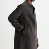 Stan Coat - Double Face Check Navy/Brown - Wax London - STAG Provisions - Outerwear - Coat / Jacket