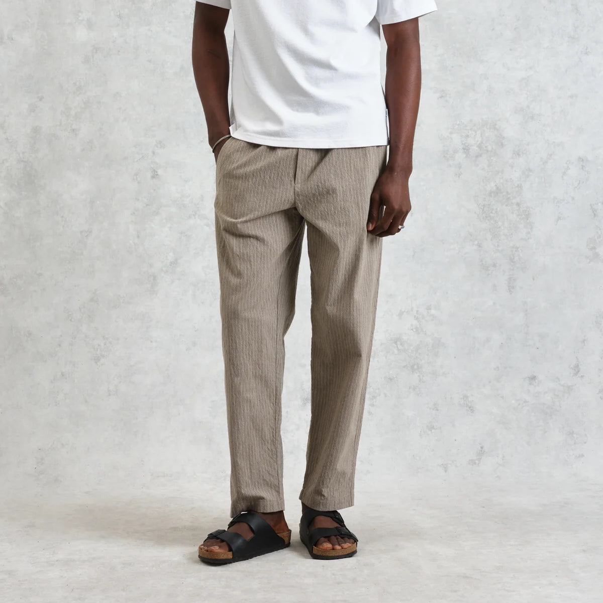 
                          Chalk Stripe Tyne Trouser - Natural - Wax London - STAG Provisions - Pants - Lounge
                        
