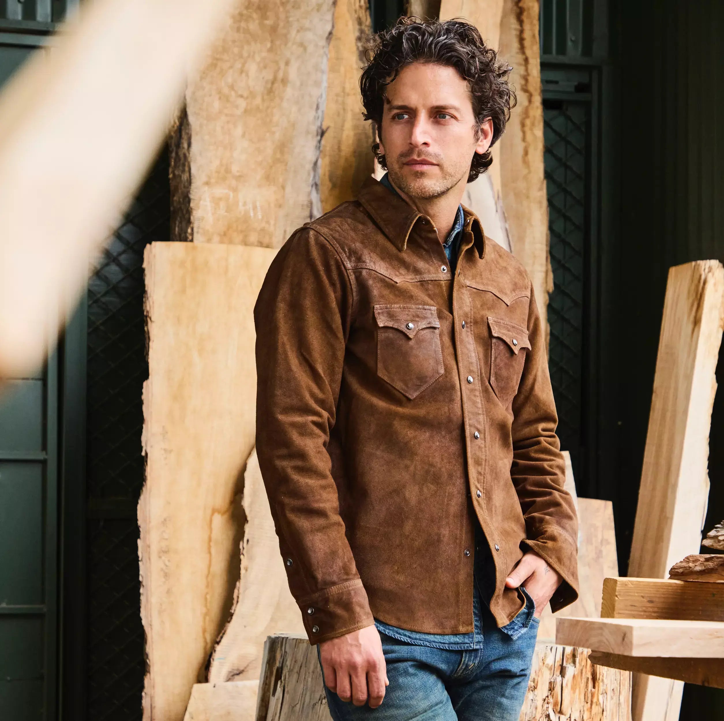 
                          Willett Suede Shirt Jacket - Brown - RRL - STAG Provisions - Outerwear - Shirt Jacket
                        