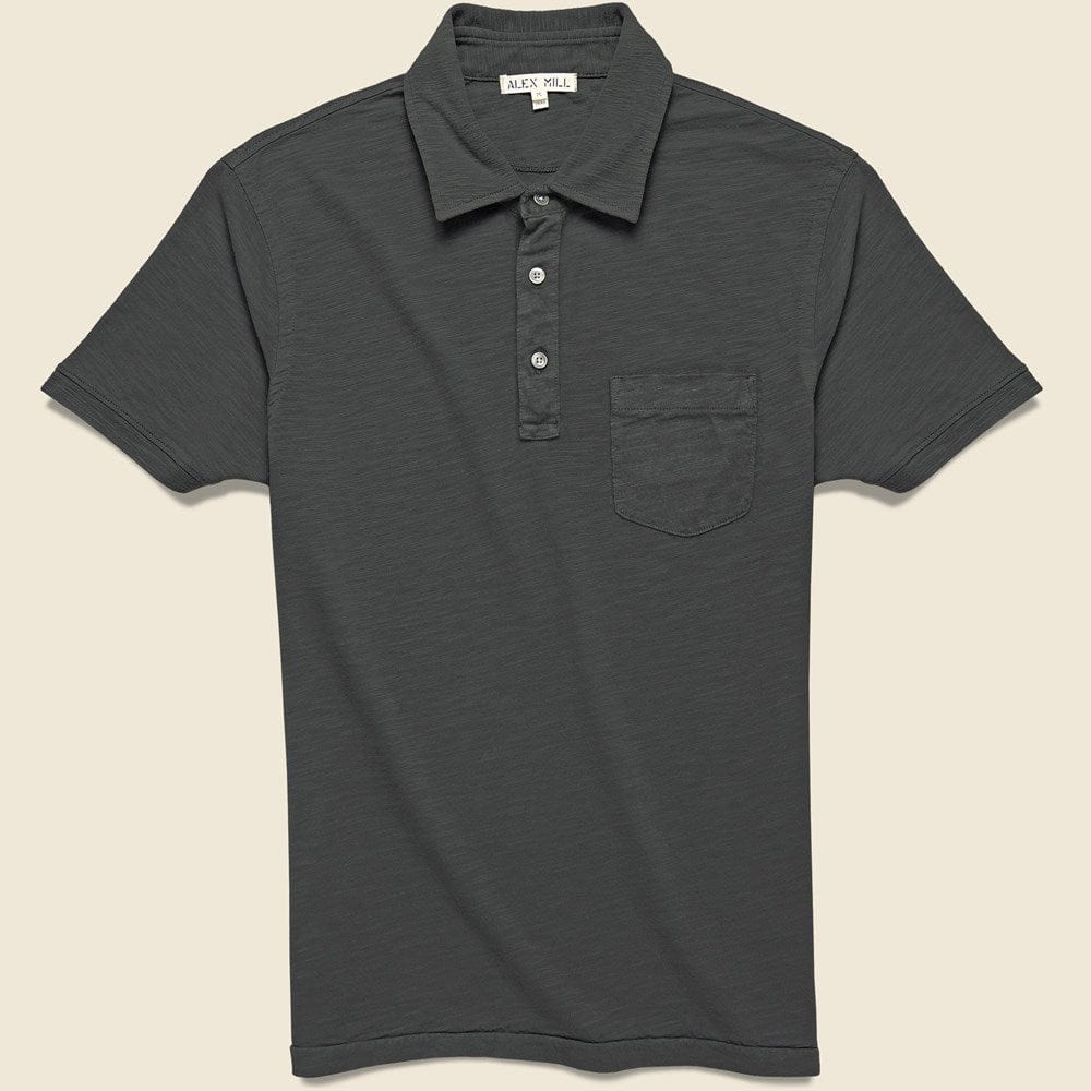 Slub Cotton Standard Polo - Black - Alex Mill - STAG Provisions - Tops - S/S Knit