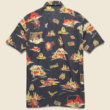 Print Linen-Blend Camp Shirt - Indigo - RRL - STAG Provisions - Tops - S/S Woven - Other Pattern