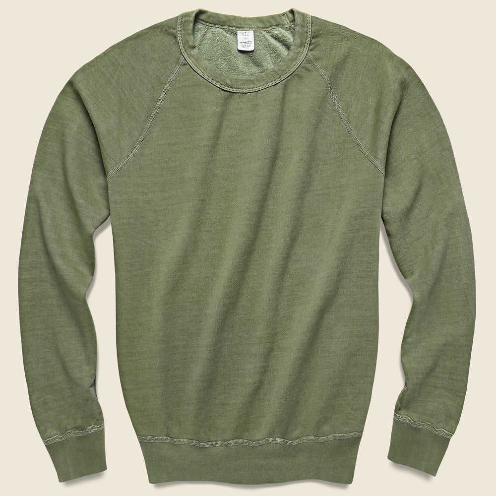 Pigment Dye Supima Fleece Sweatshirt - Olive Drab - Save Khaki - STAG Provisions - Tops - Fleece / Sweatshirt