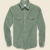 Micro Corduroy Western Shirt - Green - Hamilton Shirt Co. - STAG Provisions - Tops - L/S Woven - Corduroy
