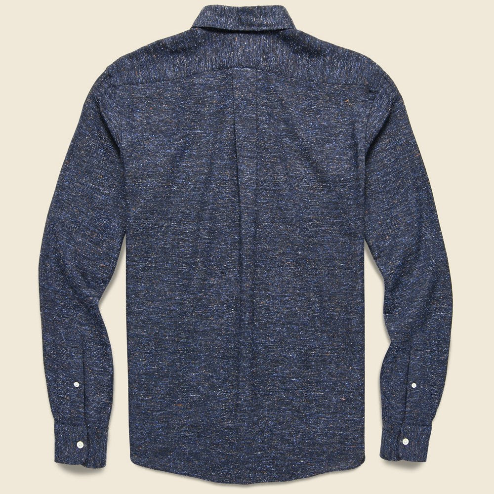 Donegal Herringbone Shirt - Navy - Hamilton Shirt Co. - STAG Provisions - Tops - L/S Woven - Other Pattern