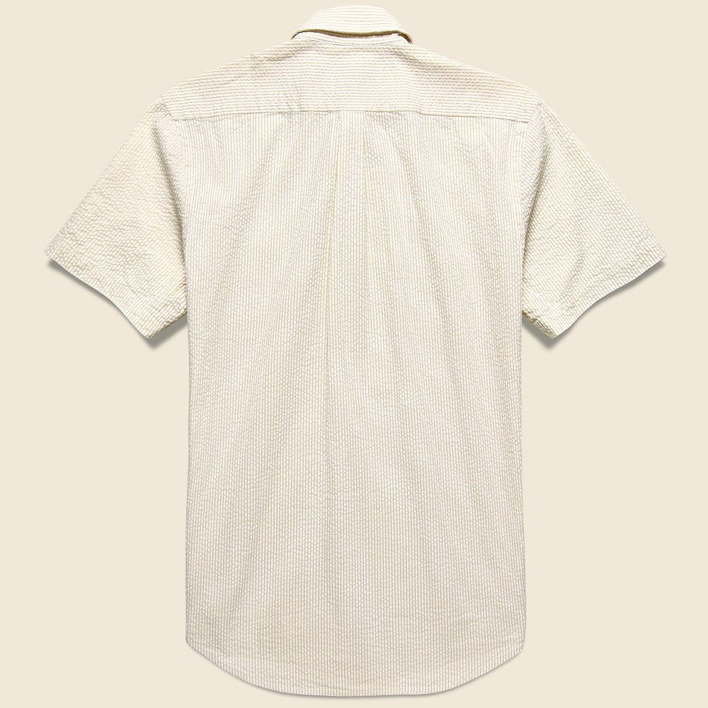 Striped Atlantico Seersucker Shirt - Sand - Portuguese Flannel - STAG Provisions - Tops - S/S Woven - Seersucker
