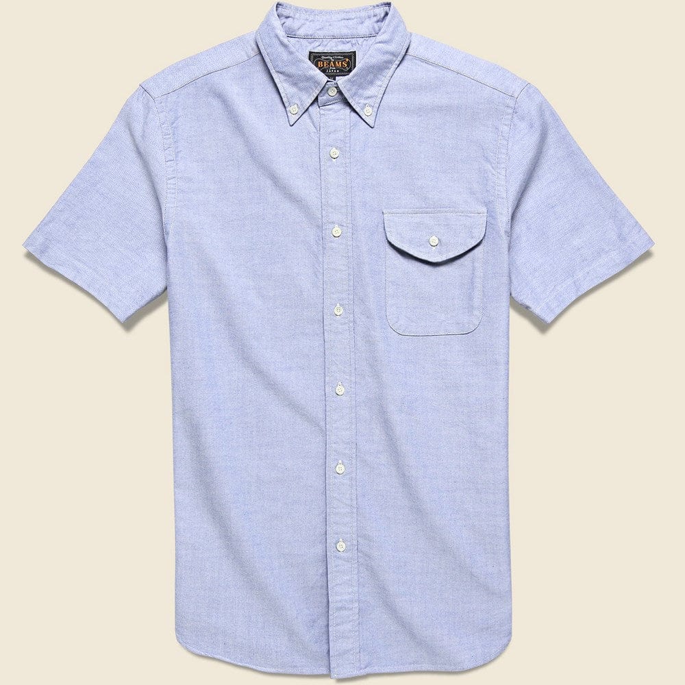 Short Sleeve Oxford Shirt - Sax - BEAMS+ - STAG Provisions - Tops - S/S Woven - Solid