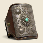 Stamped Concho Flower Leather Ketoh - Sterling/Turquoise/Leather - Smith Bros. Trading Co. - STAG Provisions - Accessories - Cuffs
