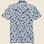 Selleck Shirt - Monaco Blue Sun Rays - Far Afield - STAG Provisions - Tops - S/S Woven - Other Pattern