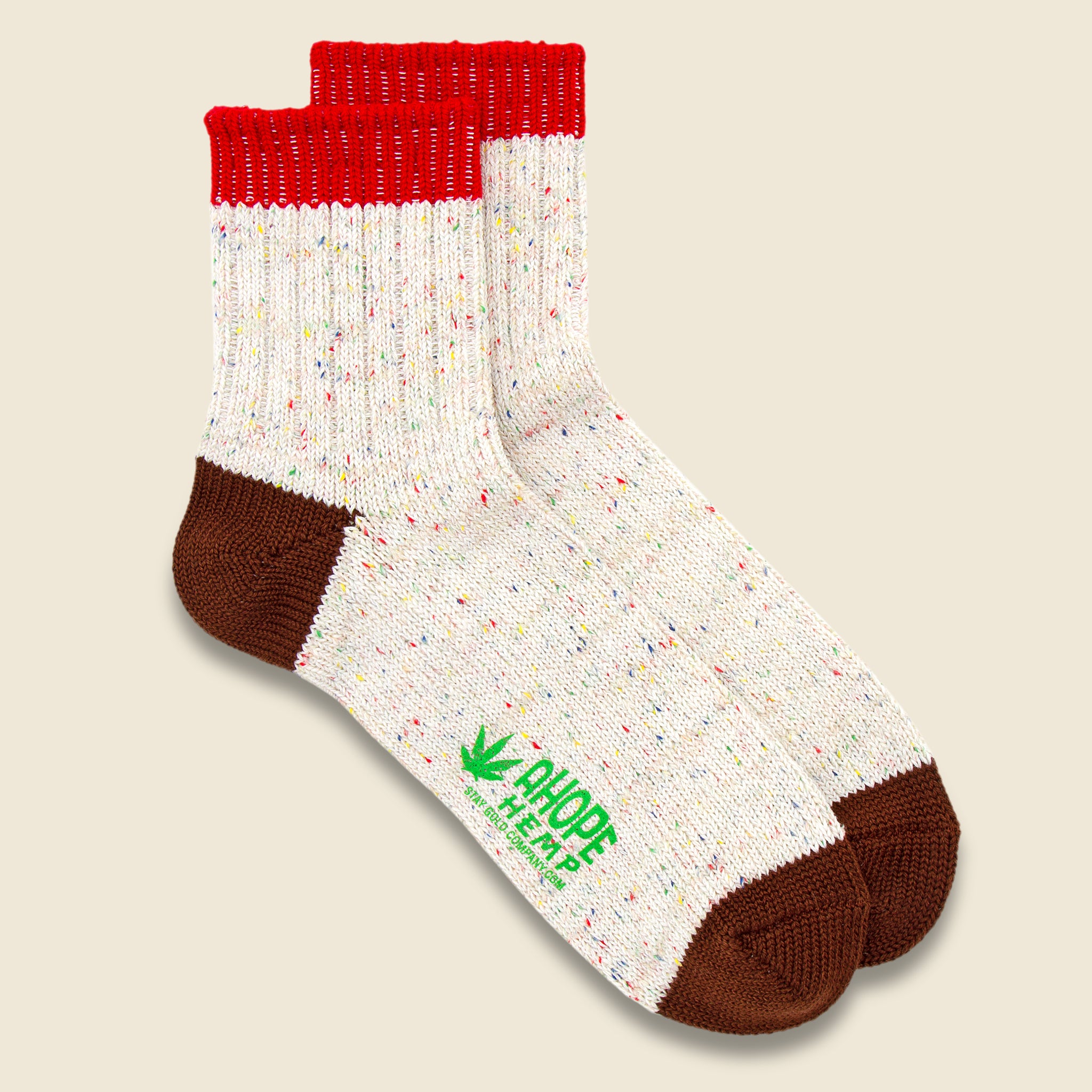 Colorblock Quarter Sock - Red - A Hope Hemp - STAG Provisions - Accessories - Socks