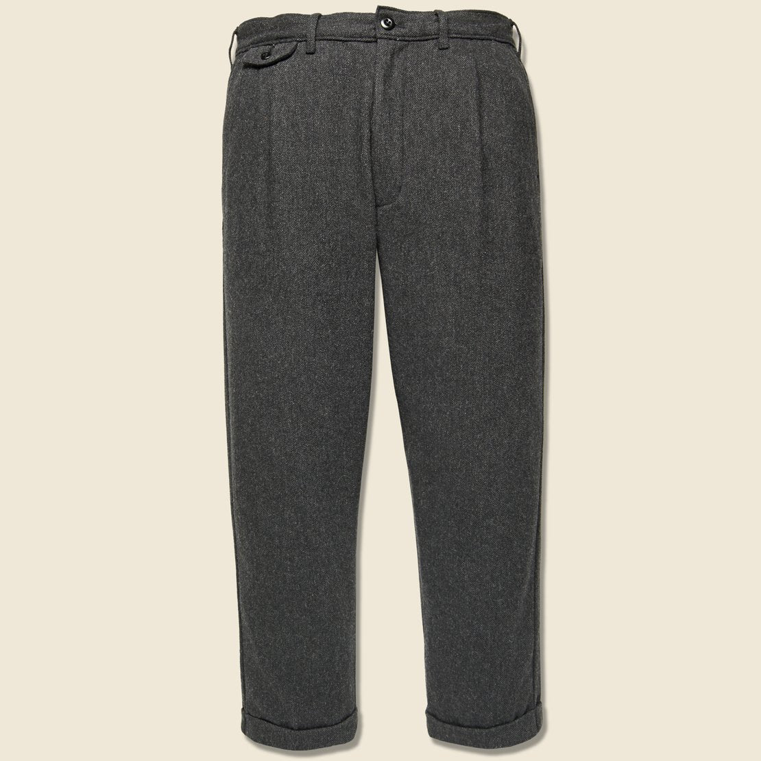 Herringbone Wool Pleated Pant - Charcoal - Alex Mill - STAG Provisions - Suiting - Suit Pant