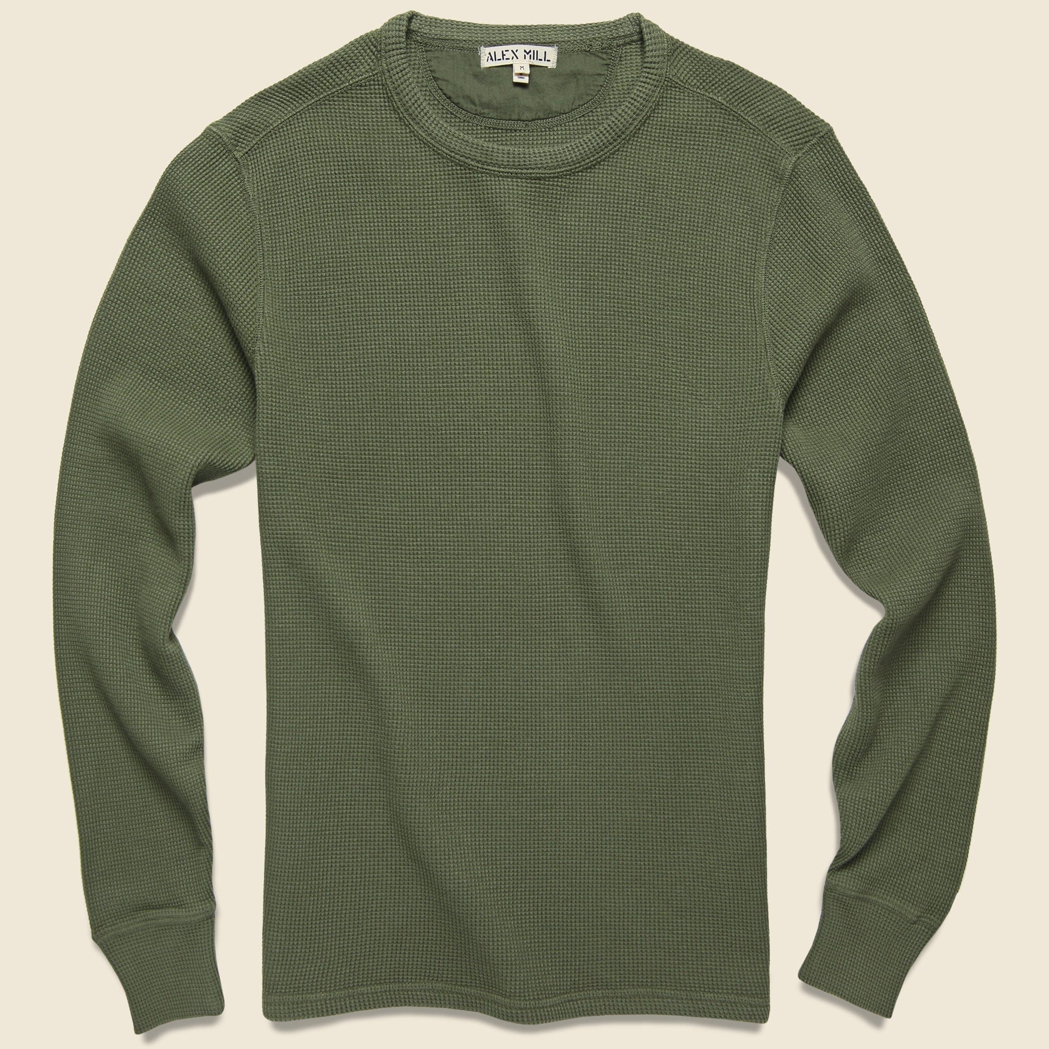 Waffle Crewneck - Deep Olive - Alex Mill - STAG Provisions - Tops - L/S Knit