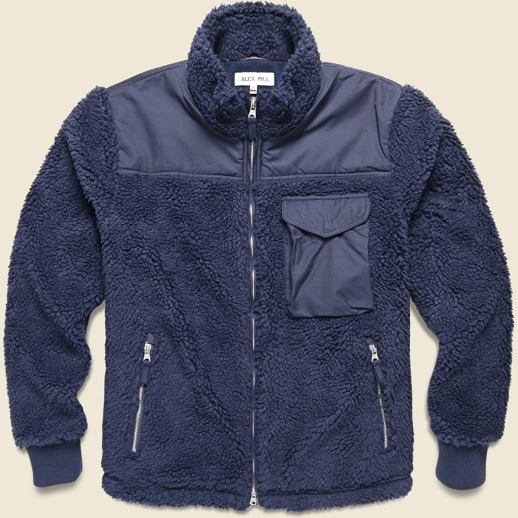 Sherpa Zip Jacket - Dark Navy - Alex Mill - STAG Provisions - Outerwear - Coat / Jacket